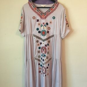 Embroidered Midi Dress